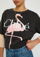 Chloe Printed Cotton T-shirt Black