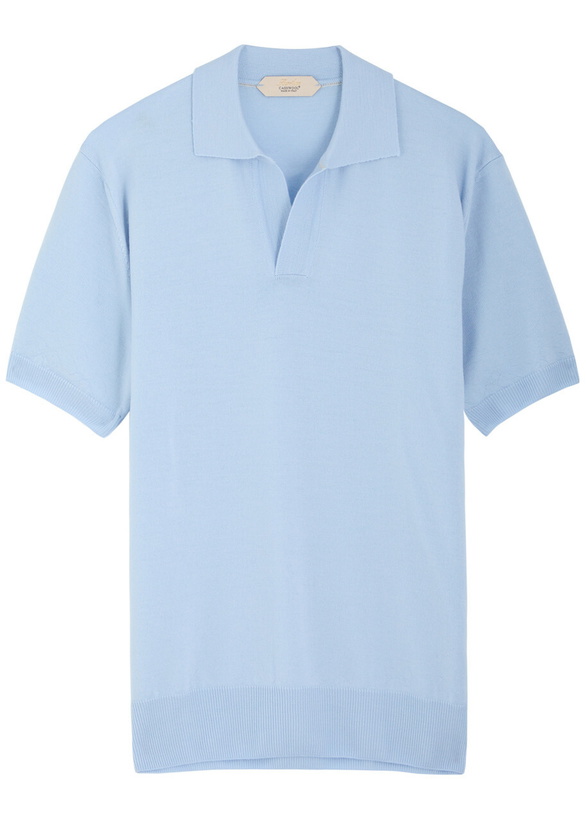 Photo: Aurélien Wool Polo Shirt Light Blue
