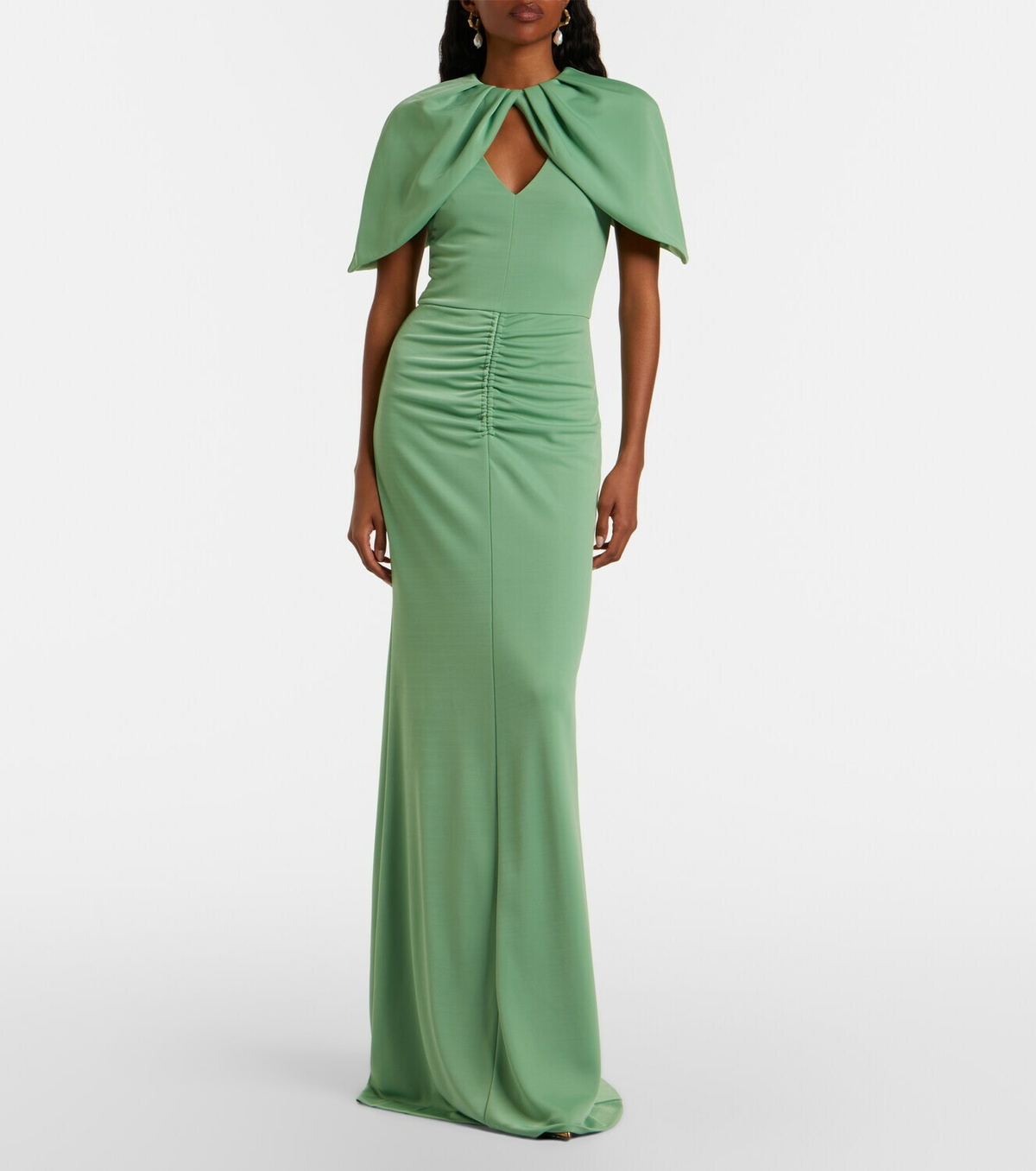 Rebecca Vallance Isla caped ruched gown