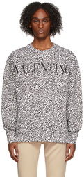 Valentino White & Black Leopard 'Valentino' Print Sweatshirt