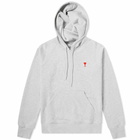 AMI Men's Small Heart Pullover Hoody in Heather Grey