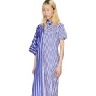 Facetasm Blue and White Striped Asymmetric Shirt Dress