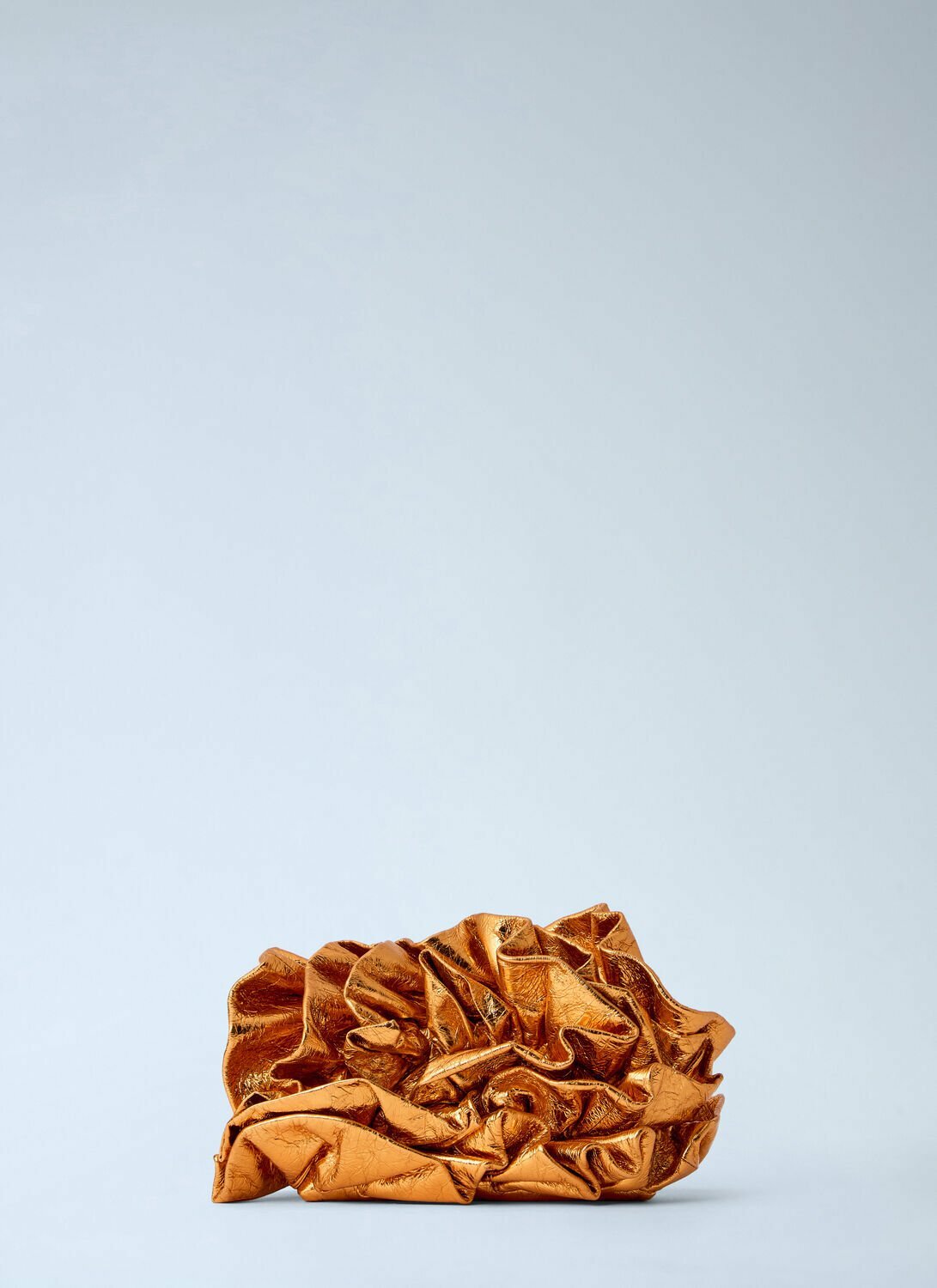 Dries Van Noten Ruffled Crinkled Leather Clutch Bag