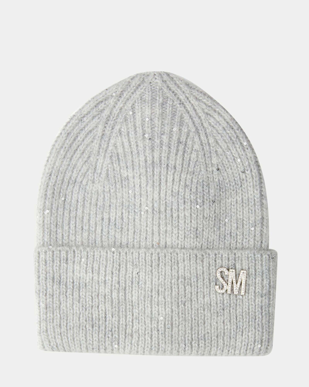 Steve Madden Metallic Thread Rib Beanie Hat in Grey