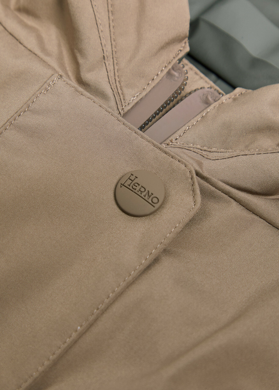 Herno Hooded Brushed Shell Jacket Taupe