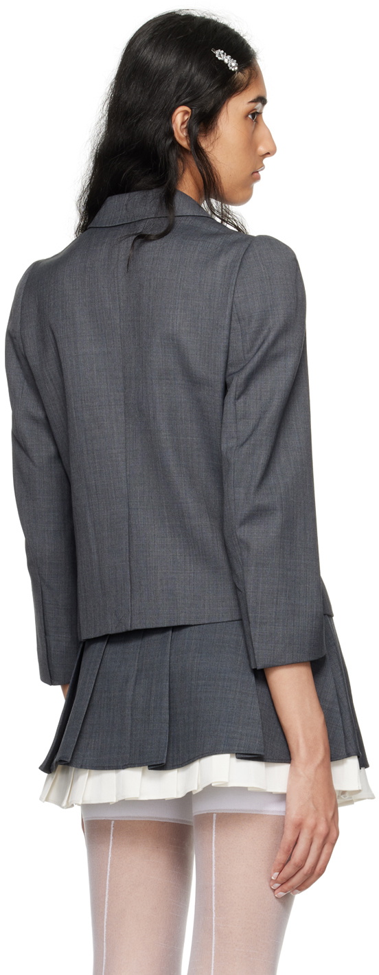 SHUSHU/TONG Gray Decorative Button Blazer