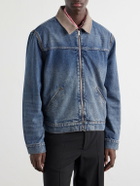 FRAME - Corduroy Trimmed Cotton and Lyocell-blend Denim Jacket - Blue