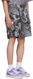 AAPE by A Bathing Ape Grey Printed Shorts