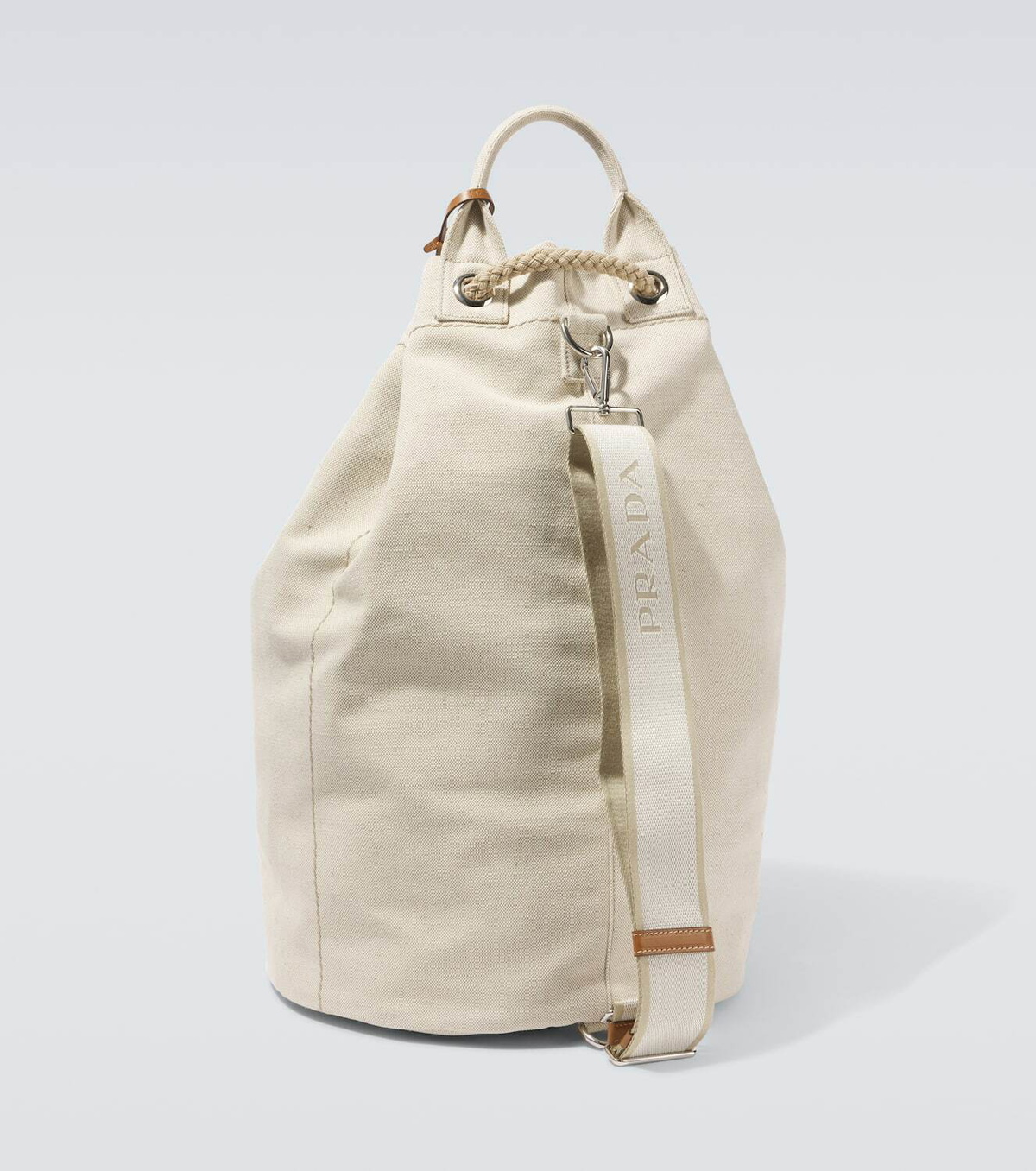 Prada Logo embroidered canvas duffel bag