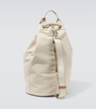 Prada Logo embroidered canvas duffel bag