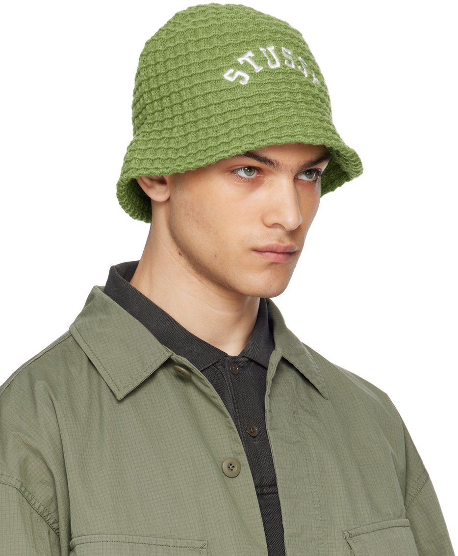 Stüssy Green Waffle Knit Bucket Hat Stussy