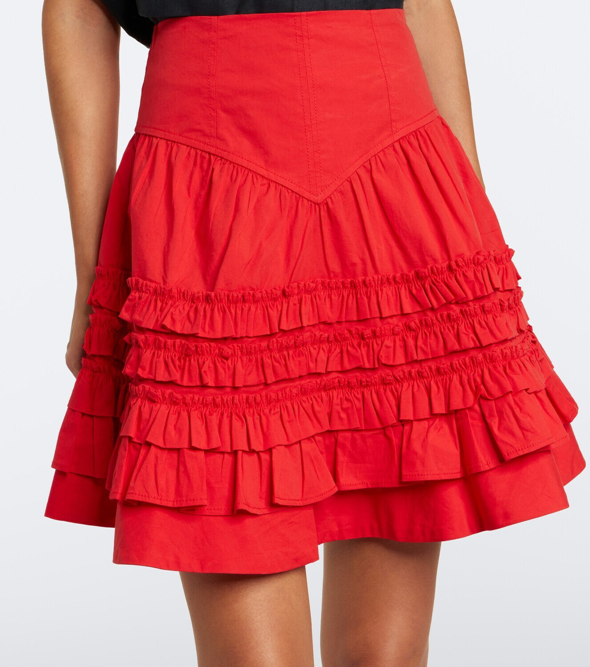 Ganni Ruffled cotton-blend miniskirt