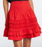 Ganni Ruffled cotton-blend miniskirt