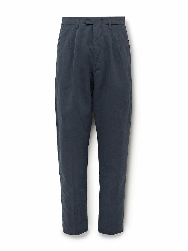 Photo: NN07 - Fritz 1912 Pleated Straight-Leg Linen and Cotton-Blend Twill Suit Trousers - Blue