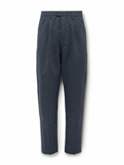 NN07 - Fritz 1912 Pleated Straight-Leg Linen and Cotton-Blend Twill Suit Trousers - Blue