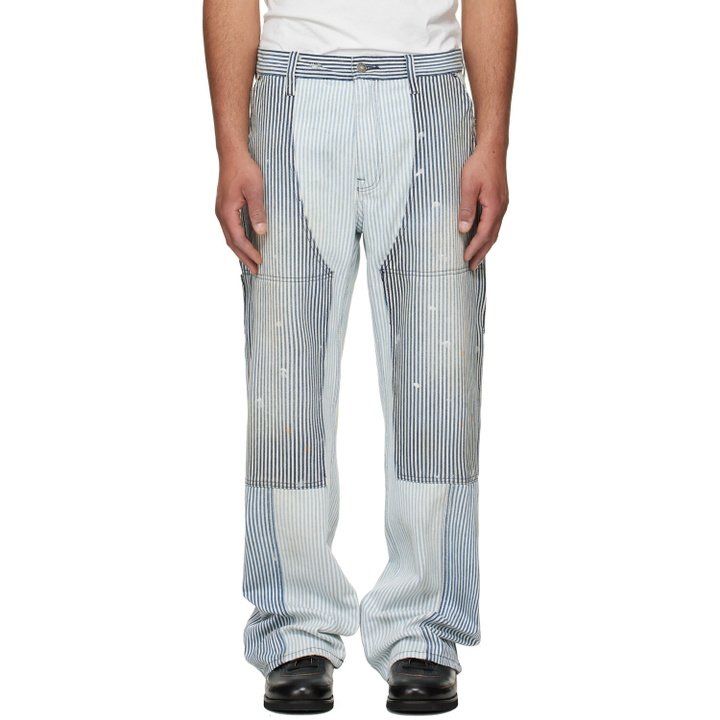 Photo: COÛT DE LA LIBERTÉ Blue & White Max Hickory Stripe Union Work Jeans