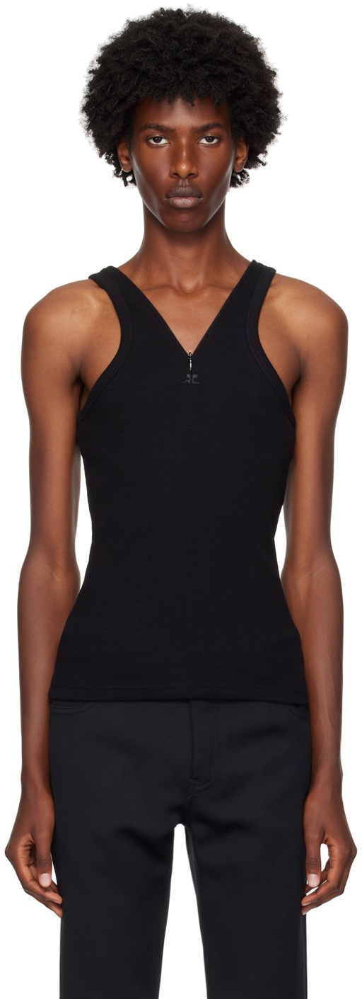 Black Zipped Tank Top by Courrèges on Sale