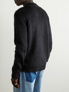 Balmain - Logo-Jacquard Brushed Mohair-Blend Sweater - Black