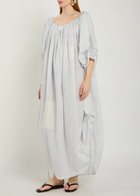 Thierry Colson Athenais Striped Ruched Cotton Midi Dress White And Blue