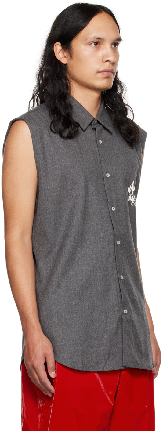 Maximilian Davis Gray Printed Shirt