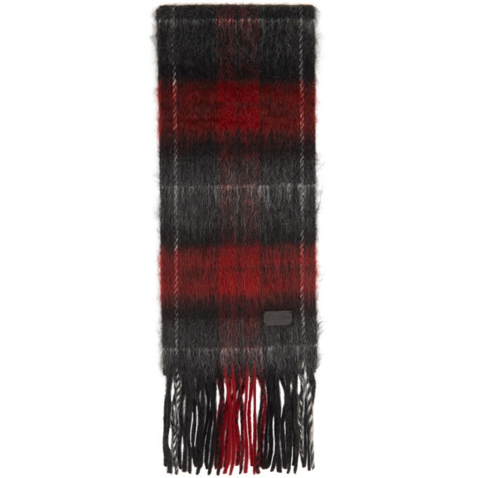 Photo: Saint Laurent Black and Red Tartan Small Scarf