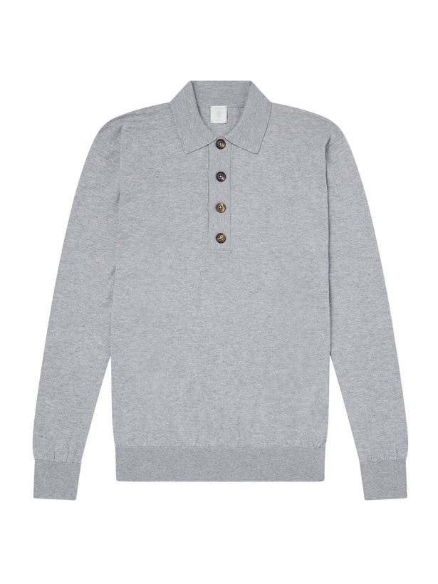 Photo: Eleventy - Cotton and Cashmere-Blend Polo Shirt - Gray