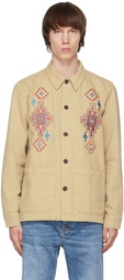 Nudie Jeans Beige Embroidered Barney Worker Jacket