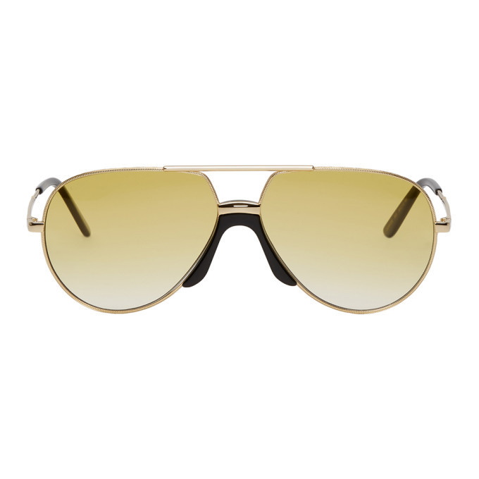 Photo: Gucci Gold and Black Pilot Sunglasses