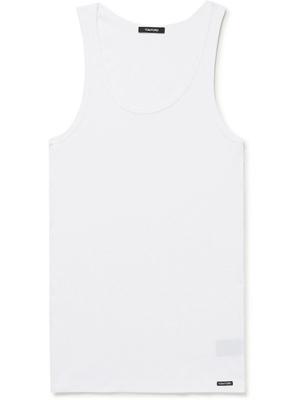Photo: TOM FORD - Ribbed Cotton and Modal-Blend Tank Top - White