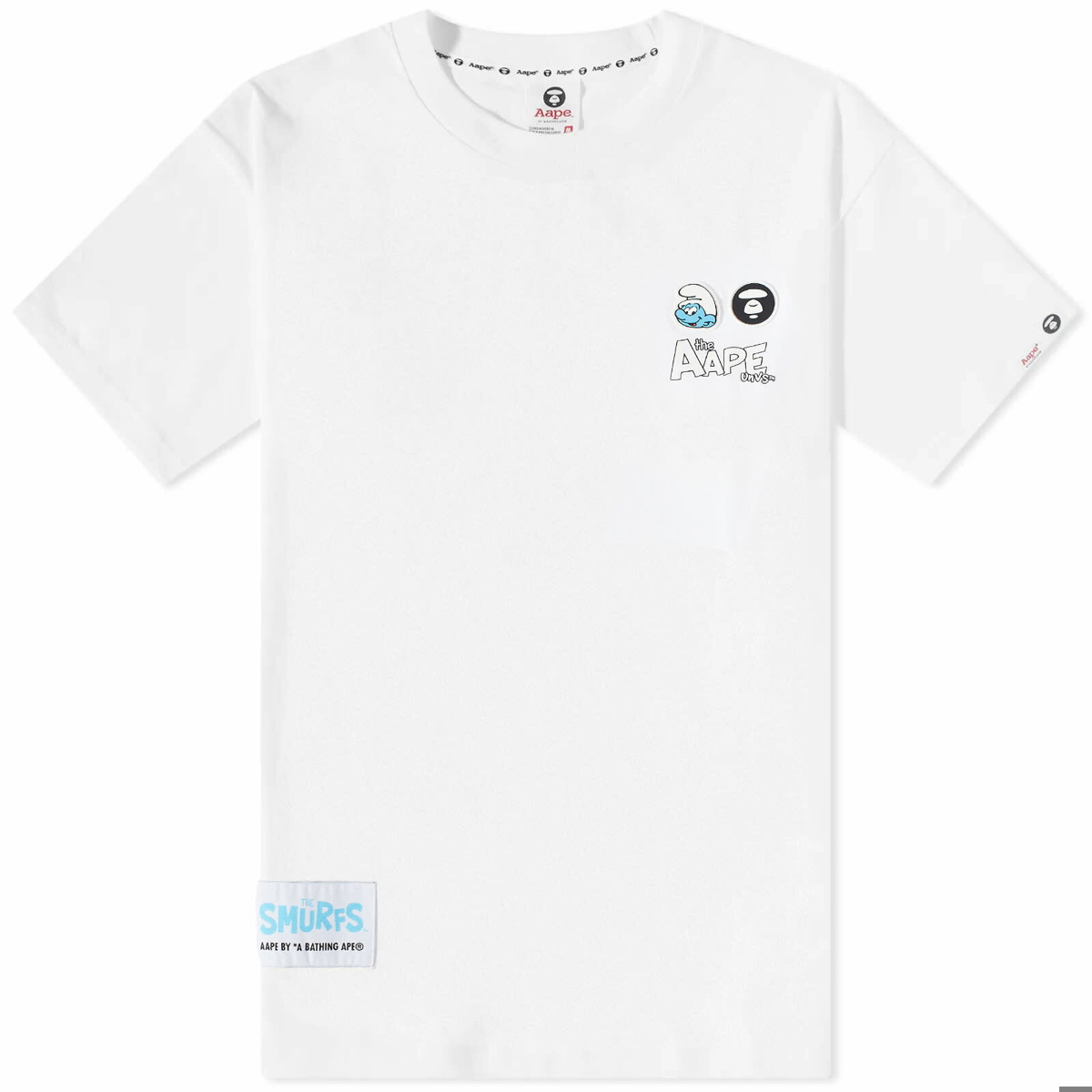 Men's AAPE x Smurfs Outline Smurf T-Shirt in White AAPE by A Bathing Ape
