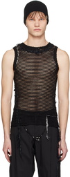 Hyein Seo Black Frayed Tank Top