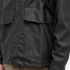 RAINS Men's Short Hooded Coat in Black