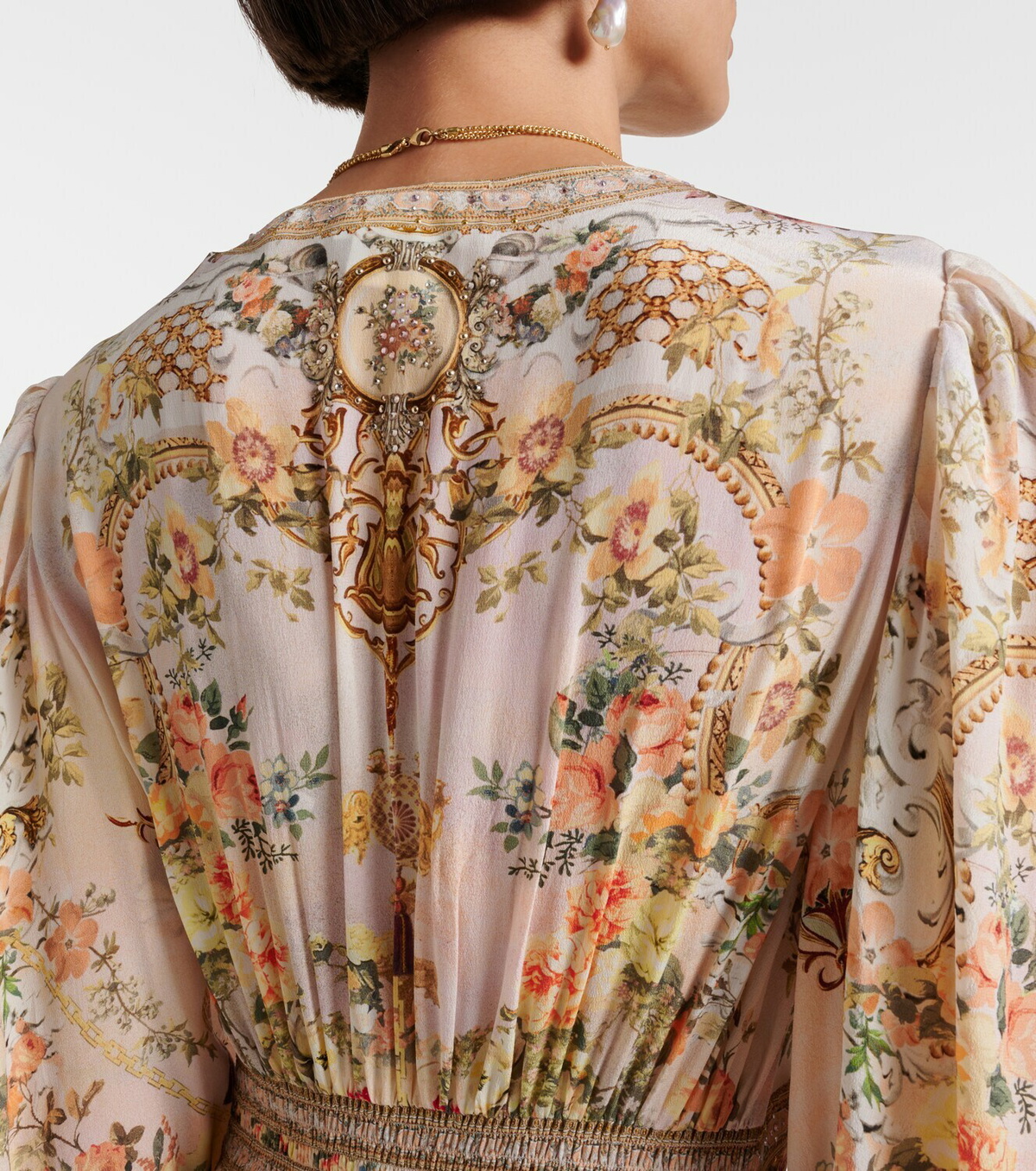 Camilla Embellished floral silk crêpe maxi dress