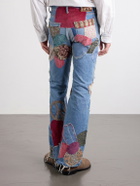KAPITAL - Rat Flared Patchwork Frayed Jeans - Blue