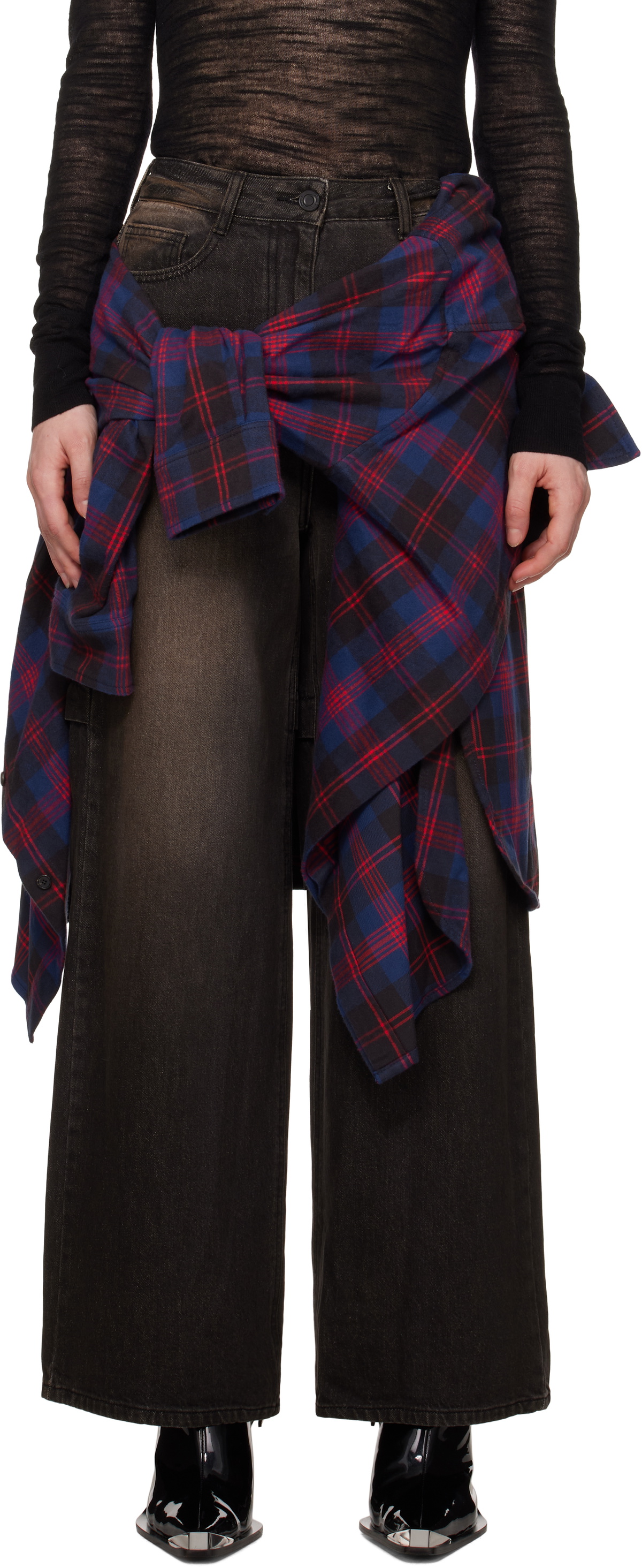 Juun.J Black Layered Jeans & Shirt Set