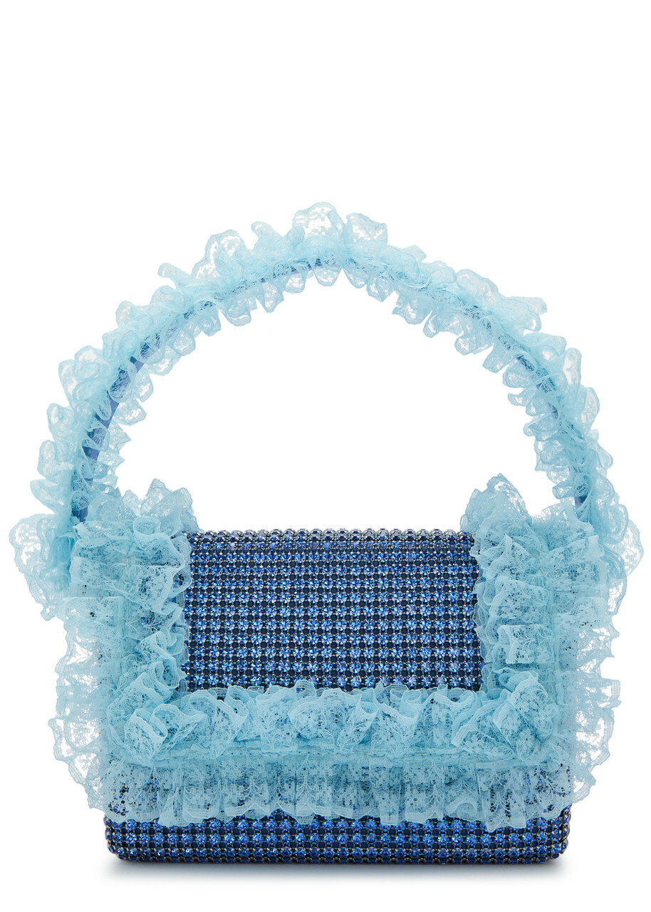 Self-portrait X Christopher Kane Lace and Crystal-embellished top Handle bag - Blue - One Size