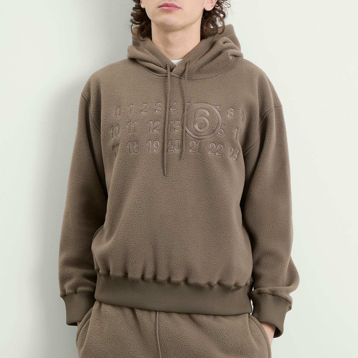 MM6 Maison Margiela Men's Logo Fleece Sweatshirt in Taupe