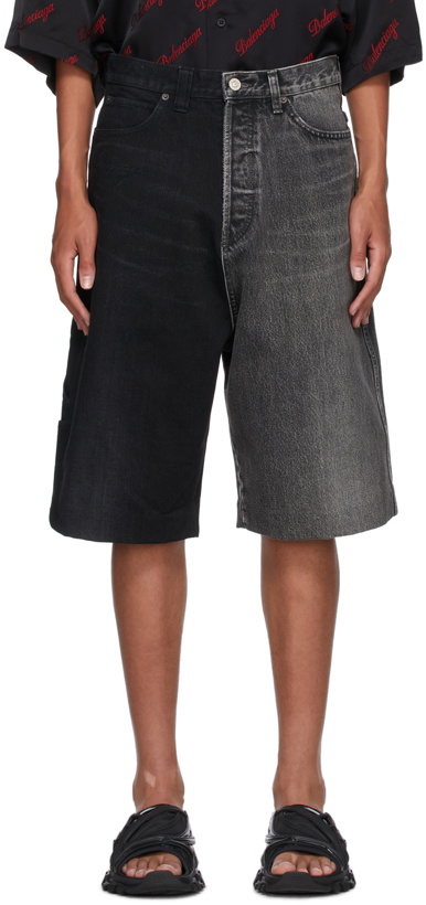Photo: Balenciaga Black & Grey 50/50 Shorts