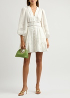 Zimmermann Pop Embroidered Linen Mini Dress Ivory