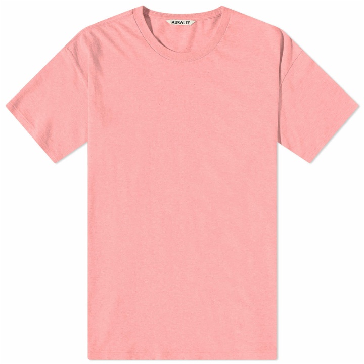 Photo: Auralee Men's Seamless Crew T-Shirt in Pink