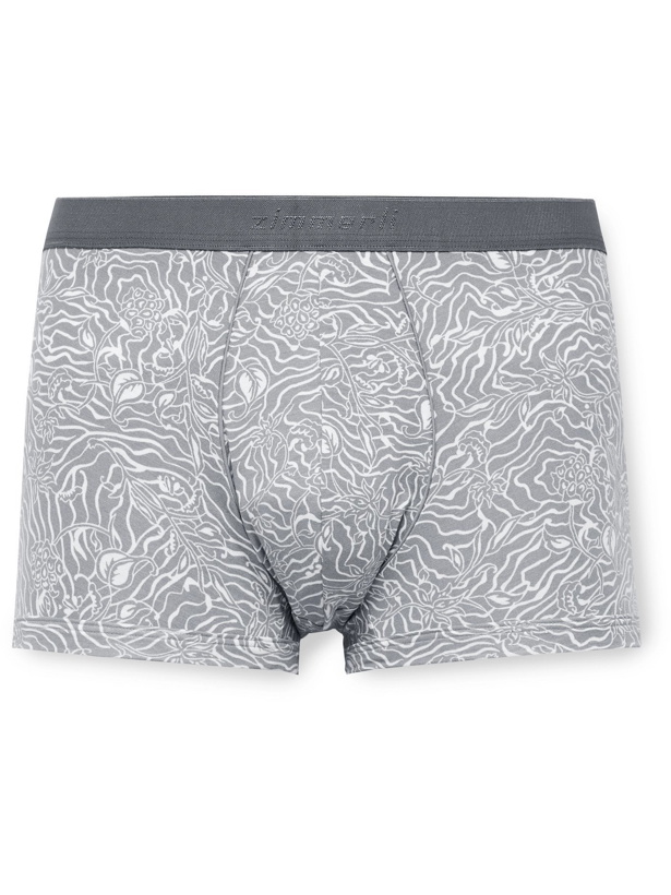 Photo: ZIMMERLI - Pureness Printed Stretch Micro Modal Boxer Briefs - Gray - M