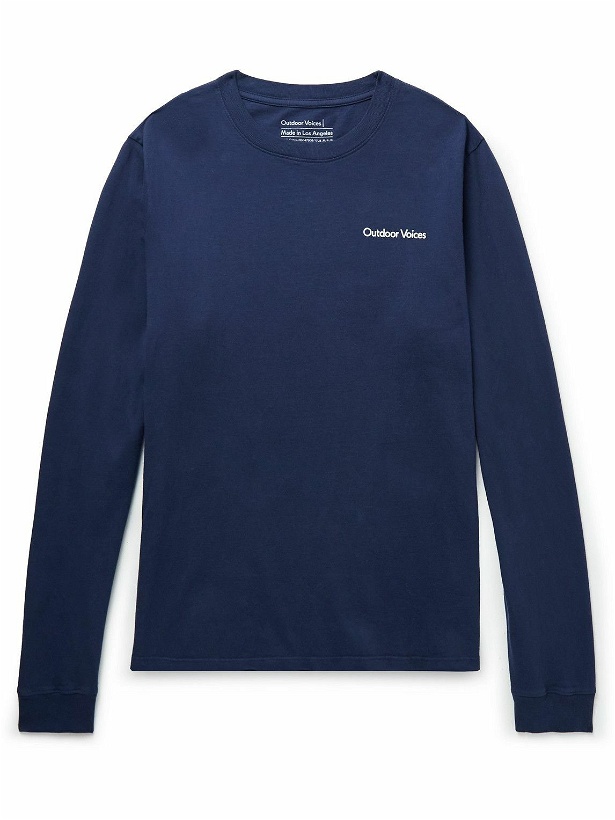 Photo: Outdoor Voices - Technical Apparel Logo-Print Cotton-Jersey T-Shirt - Blue