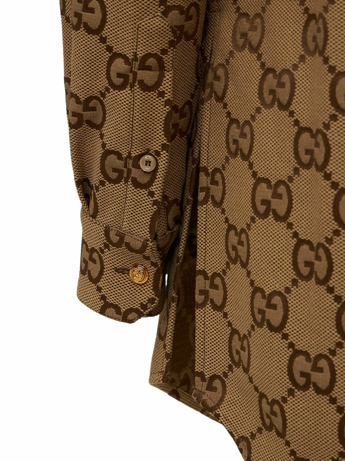 【現行モデル】GUCCI マキシ GGキャンバス シャツ ブラウン 48 L GUCCI - Maxi Gg Canvas Oversized Shirt Gucci