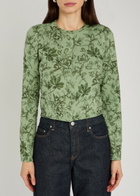 Alice + Olivia Carson Floral Cropped Cotton-blend Cardigan Green