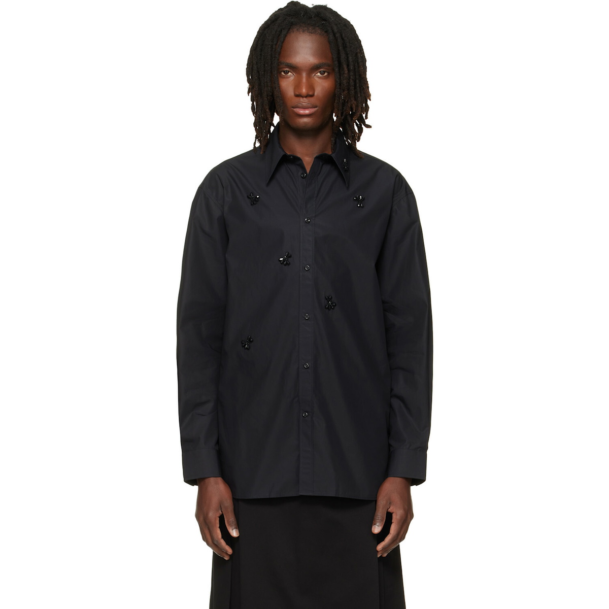 Simone Rocha Black Turbo Beaded Easy Shirt