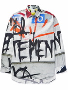 VETEMENTS - Oversized Printed Cotton-Poplin Shirt - Gray