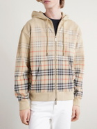 Burberry - Checked Cotton-Jersey Hoodie - Neutrals