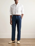 Anderson & Sheppard - Straight-Leg Linen Trousers - Blue