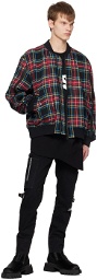 UNDERCOVER Red Plaid Reversible Bomber Jacket