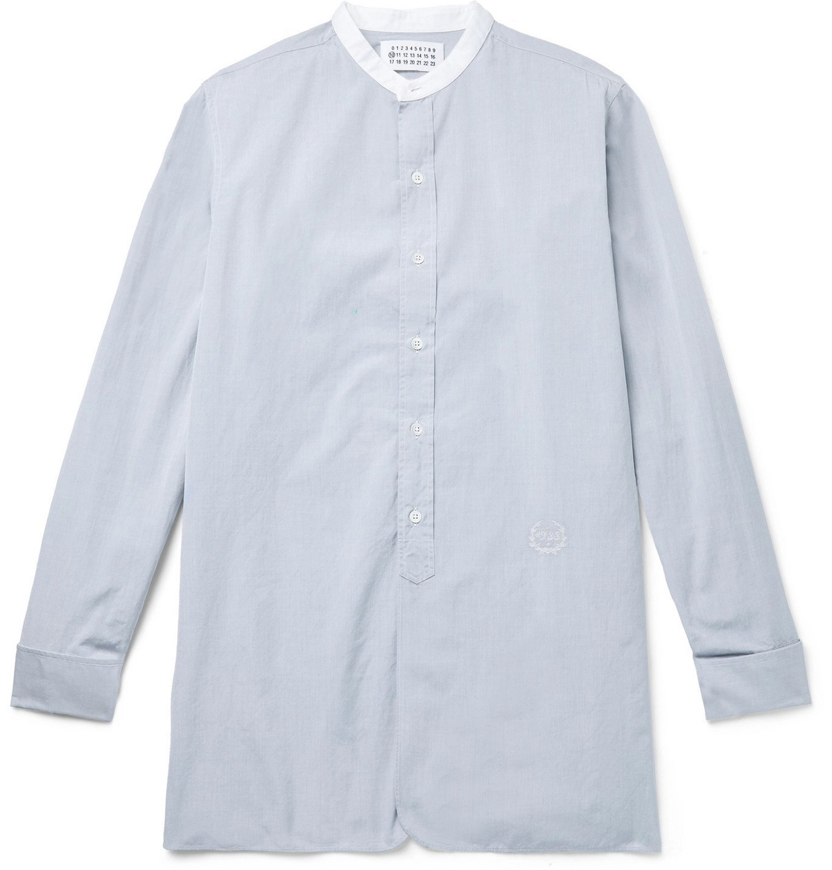 Maison Margiela - Grandad-Collar Embroidered Cotton-Poplin Shirt - Gray